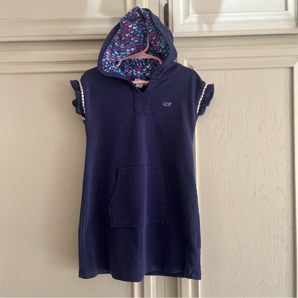 Vineyard Vines Navy Hoodie Coverup for Girls with Whale Print